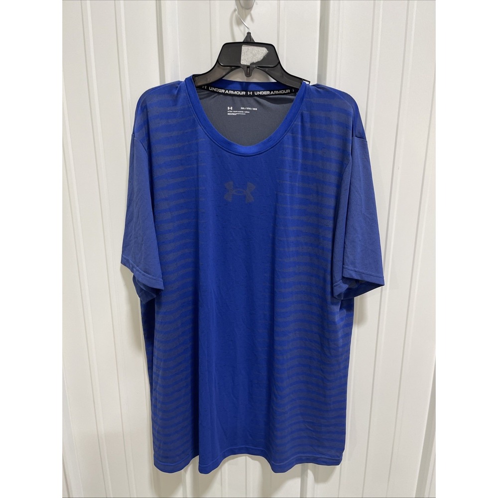 Under Armour Seamless Workmark Short Sleeve Running Top Blue Men Sz 3XL Fitted